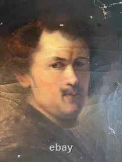 Tableau ancien Portrait de Rembrandt pour restauration