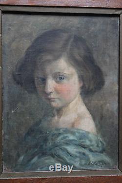 Tableau ancien Portrait de jeune fille Signé Ach. Roelandt Superbe