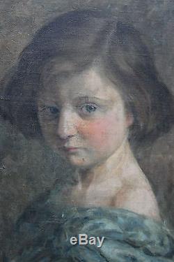 Tableau ancien Portrait de jeune fille Signé Ach. Roelandt Superbe