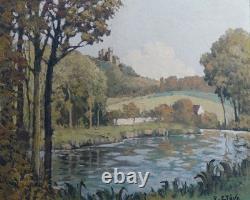 Tableau ancien Raoul ETEVE 1902-1967 Médaille Or Paysage Rivière Dordogne Vienne