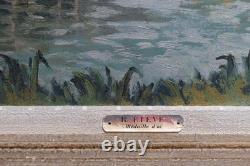 Tableau ancien Raoul ETEVE 1902-1967 Médaille Or Paysage Rivière Dordogne Vienne