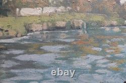 Tableau ancien Raoul ETEVE 1902-1967 Médaille Or Paysage Rivière Dordogne Vienne