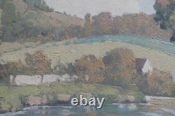 Tableau ancien Raoul ETEVE 1902-1967 Médaille Or Paysage Rivière Dordogne Vienne