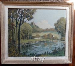 Tableau ancien Raoul ETEVE 1902-1967 Médaille Or Paysage Rivière Dordogne Vienne