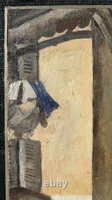Tableau ancien Raymond Pallier (1887-1943) Rue Vieux Cagnes s Mer Huile Cubisme