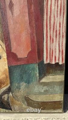 Tableau ancien Raymond Pallier (1887-1943) Rue Vieux Cagnes s Mer Huile Cubisme