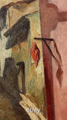 Tableau ancien Raymond Pallier (1887-1943) Rue Vieux Cagnes s Mer Huile Cubisme