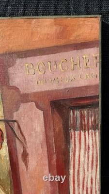 Tableau ancien Raymond Pallier (1887-1943) Rue Vieux Cagnes s Mer Huile Cubisme