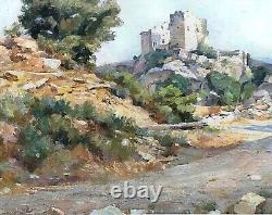 Tableau ancien René COTTET Paysage Provence huile sur panneau datée signée 1976