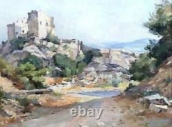 Tableau ancien René COTTET Paysage Provence huile sur panneau datée signée 1976