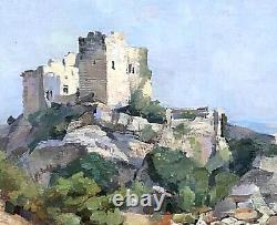 Tableau ancien René COTTET Paysage Provence huile sur panneau datée signée 1976