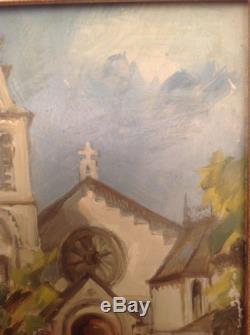 Tableau ancien Reynold Oscar DISTELI Suisse Huile Eglise Post-Impressionniste