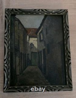 Tableau ancien Ruelle sombre Huile sur panneau École française fin XIXe /