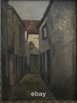 Tableau ancien Ruelle sombre Huile sur panneau École française fin XIXe /