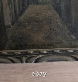 Tableau ancien Ruelle sombre Huile sur panneau École française fin XIXe /