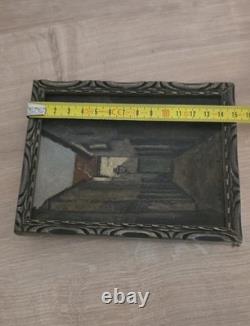 Tableau ancien Ruelle sombre Huile sur panneau École française fin XIXe /