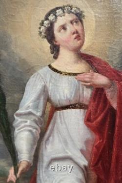 Tableau ancien Sainte Catherine d'AlexandriePeinture huile sur toile