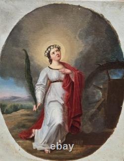 Tableau ancien Sainte Catherine d'AlexandriePeinture huile sur toile