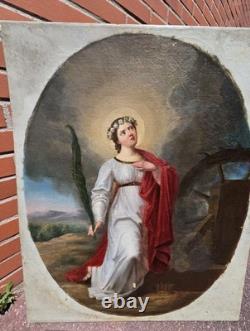 Tableau ancien Sainte Catherine d'AlexandriePeinture huile sur toile