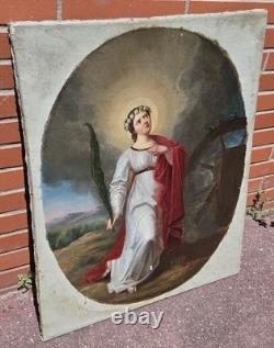 Tableau ancien Sainte Catherine d'AlexandriePeinture huile sur toile