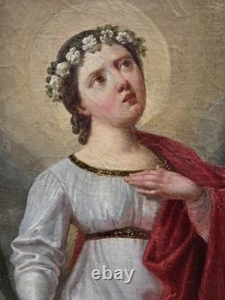Tableau ancien Sainte Catherine d'AlexandriePeinture huile sur toile