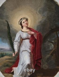 Tableau ancien Sainte Catherine d'AlexandriePeinture huile sur toile