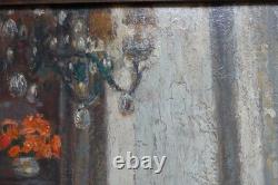 Tableau ancien Scène Intérieur Clotilde Martin Pregniard Impressionniste Cadre