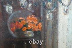 Tableau ancien Scène Intérieur Clotilde Martin Pregniard Impressionniste Cadre