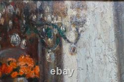 Tableau ancien Scène Intérieur Clotilde Martin Pregniard Impressionniste Cadre