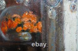 Tableau ancien Scène Intérieur Clotilde Martin Pregniard Impressionniste Cadre