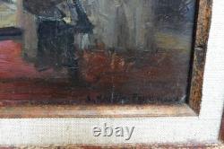Tableau ancien Scène Intérieur Clotilde Martin Pregniard Impressionniste Cadre