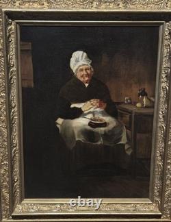 Tableau ancien. Scène de Genre. Peintre huile sur toile Tableau ancien. Scène de Genre. Peintre huile sur toile
