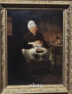Tableau ancien. Scène de Genre. Peintre huile sur toile Tableau ancien. Scène de Genre. Peintre huile sur toile