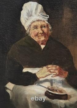 Tableau ancien. Scène de Genre. Peintre huile sur toile Tableau ancien. Scène de Genre. Peintre huile sur toile