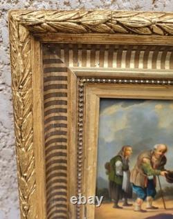 Tableau ancien. Scène de genre. Peinture huile sur toile Reposant sur carton Tableau ancien. Scène de genre. Peinture huile sur toile Reposant sur carton