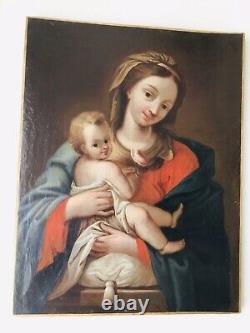 Tableau ancien Vierge à l Enfant Jesus