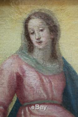 Tableau ancien Vierge à l'enfant Anonyme XVIIème Superbe