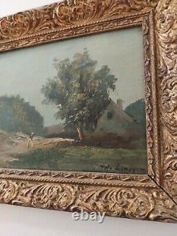 Tableau ancien, XIX Siècle, Barbizon, TH. Linsyer