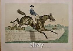 Tableau ancien XIX gravure chevaux équitation courses Albert ADAM hippisme