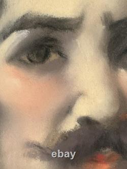 Tableau ancien XIX pastel portrait mousquetaire Fernand Paillet cadre Napoléon