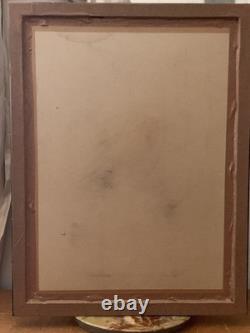 Tableau ancien XIX pastel portrait mousquetaire Fernand Paillet cadre Napoléon