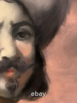 Tableau ancien XIX portrait mousquetaire Fernand Paillet cadre Napoléon III