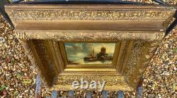 Tableau ancien XIXe Huile sur panneau Cadre victorien Biggs & Sons London