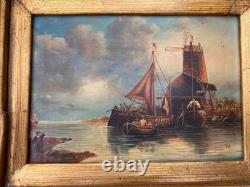 Tableau ancien XIXe Huile sur panneau Cadre victorien Biggs & Sons London