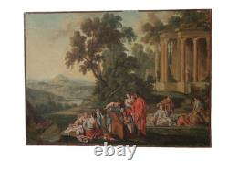 Tableau ancien XVII ème paysage aux ruines veduta ideata capriccio ruines