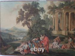 Tableau ancien XVII ème paysage aux ruines veduta ideata capriccio ruines