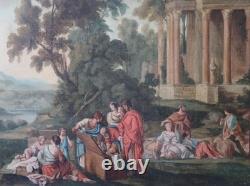 Tableau ancien XVII ème paysage aux ruines veduta ideata capriccio ruines