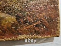 Tableau ancien XXéme impressionniste signé Rosan Huile 55cm x 75cm. Le Cerf