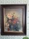 Tableau ancien &agrave; l'huile sur toile repr&eacute;sentant un bouquet de roses
