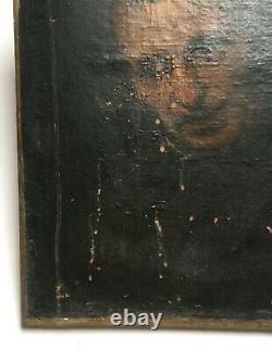 Tableau ancien à restaurer, Huile sur toile, Portrait d'homme, XVIIe